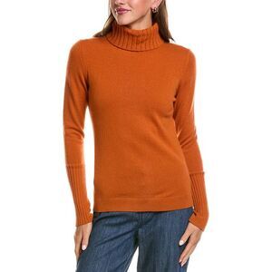 Forte Cashmere Womens  Chunky Trim Turtleneck 100% Cashmere Sweater